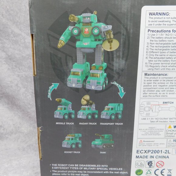 5 in 1 Peace Defender Robot STEM Toy Kid kicking Transformer Toy Trucks - Picture 6 of 6